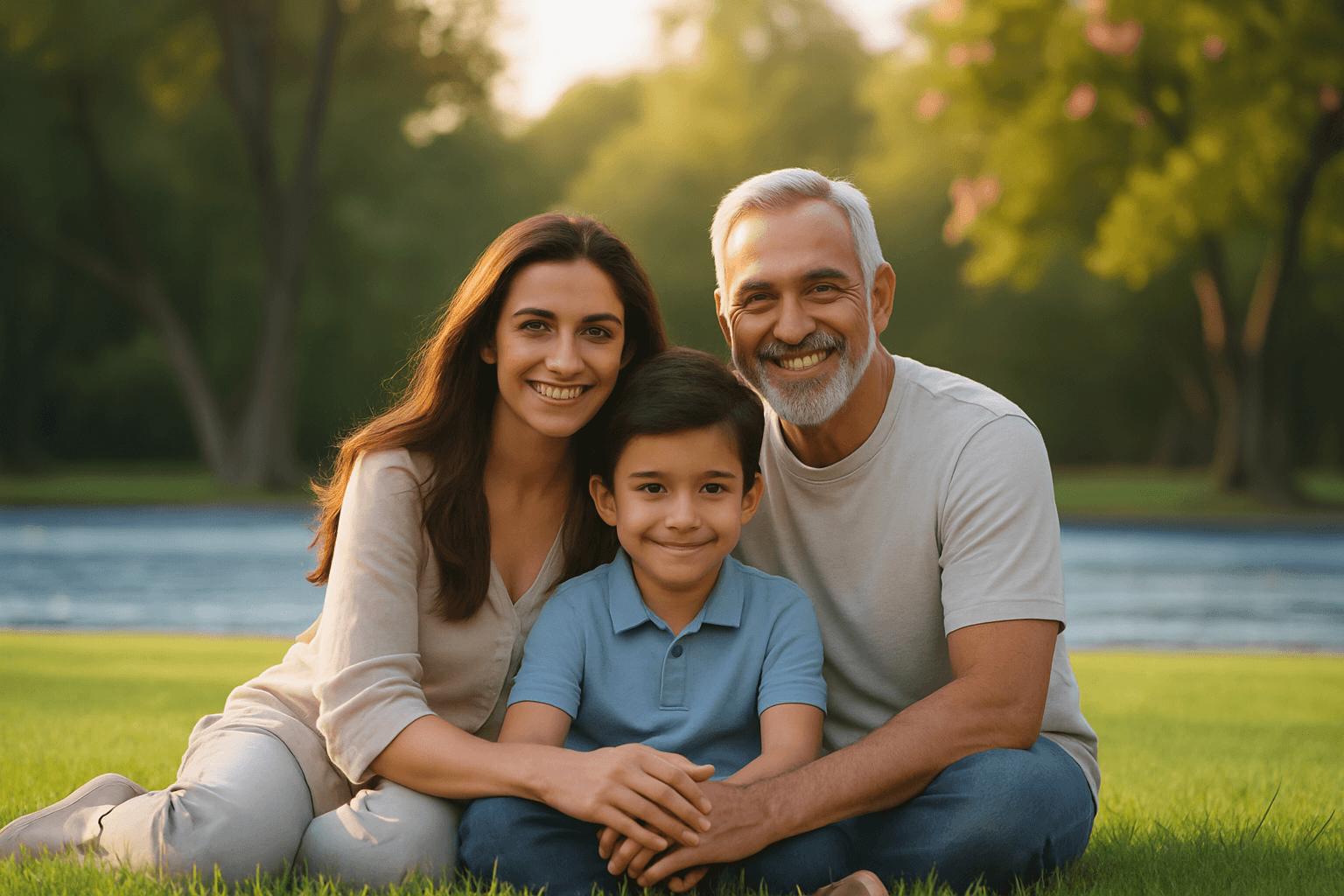 Family looking at health products